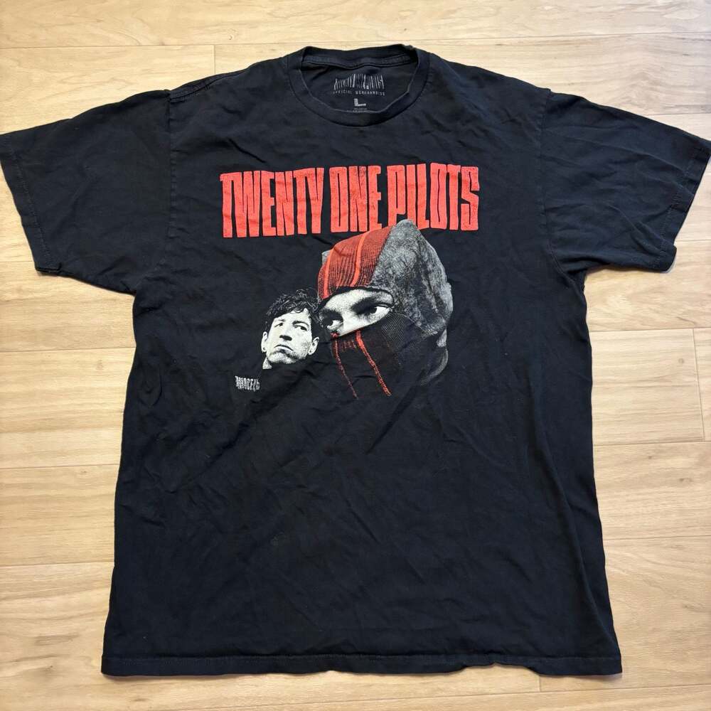 Twenty One Pilots Official Merchandise Black Duo Graphic T-Shirt Unisex Large